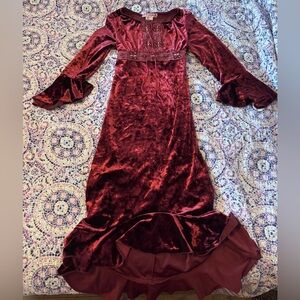 Vintage 90’s My Michelle Velvet Long Sleeve Dress in Deep Red